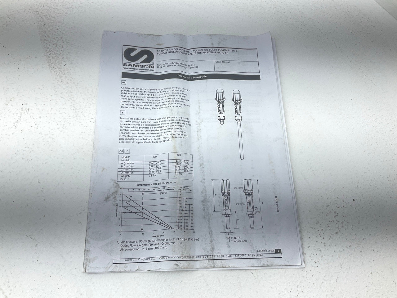 Samson 412 5:1 Ratio Air Operated High Volume Oil Pump PumpMaster 4 347120