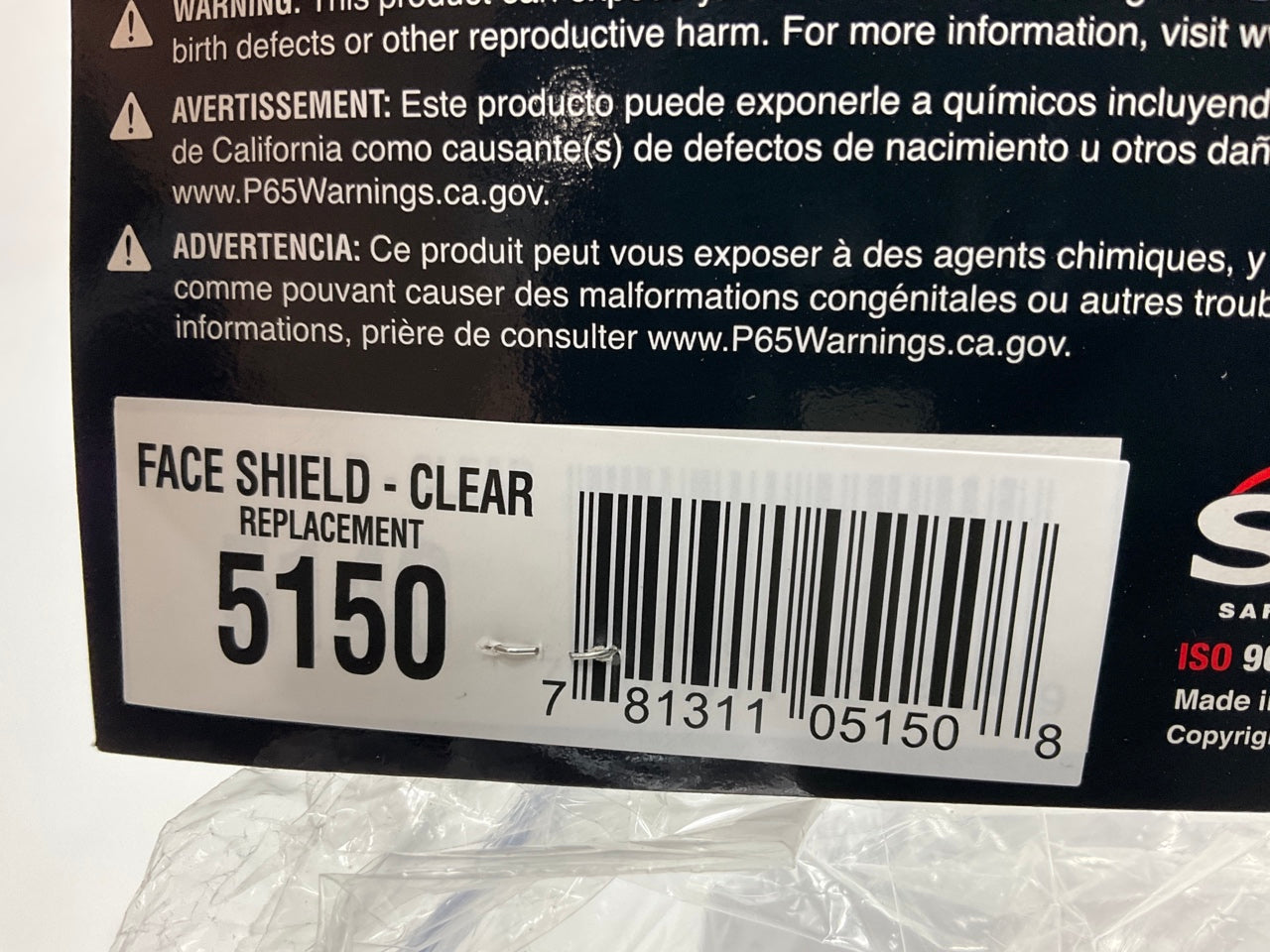 SAS 5150 Safety Replacement Clear Lens Shield (Only) For SAS 5140 Face Shield