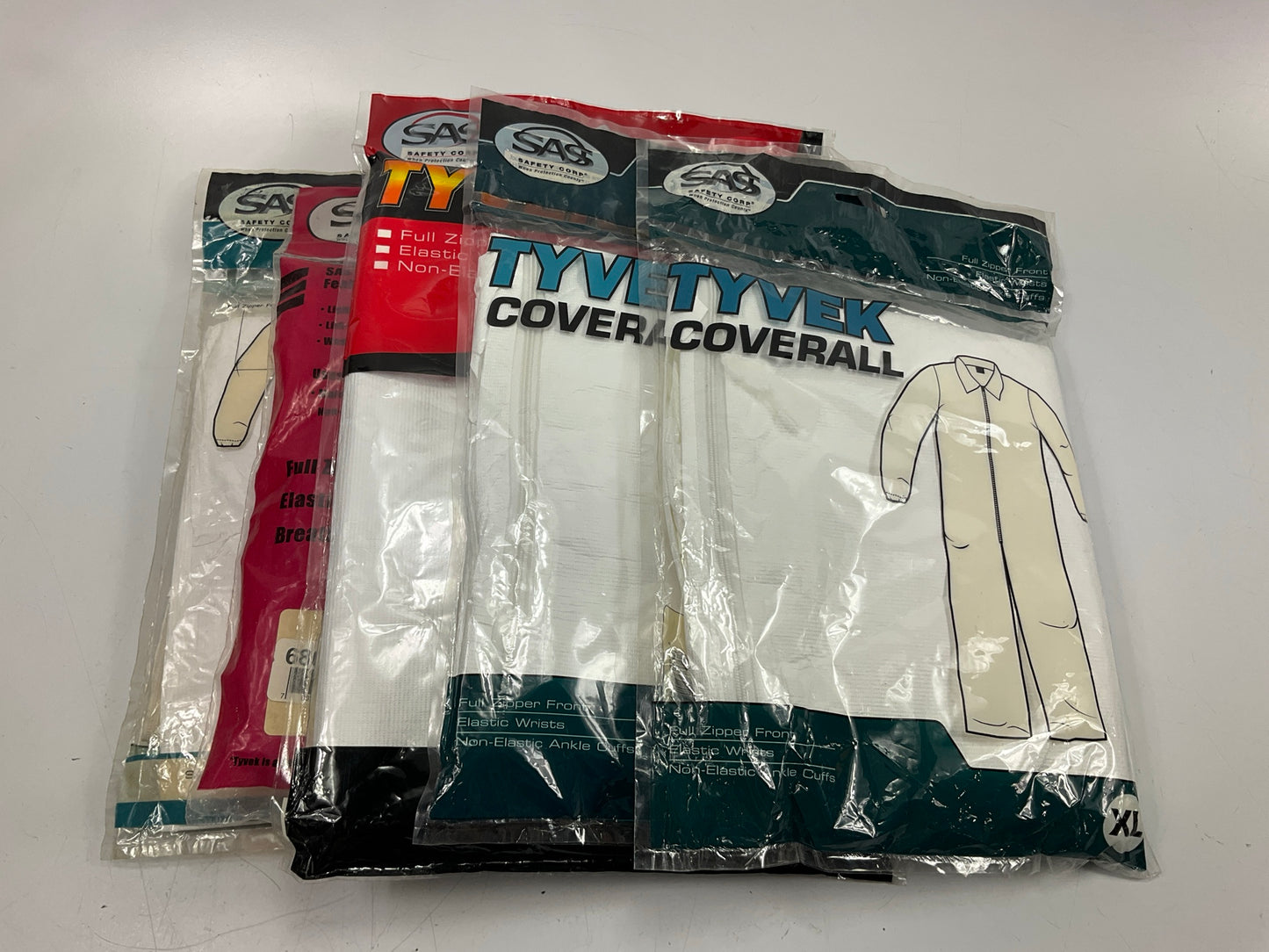 (5) SAS 6804 XL EXTRA LARGE Tyvek Protective Paint Coverall Painting Moon Suit