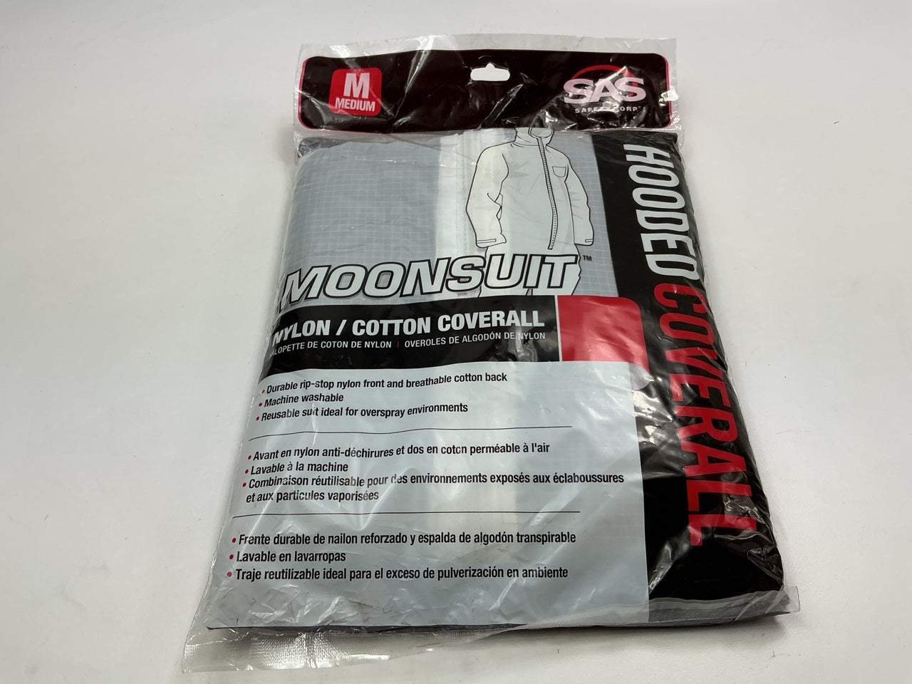 SAS 6937 Nylon / Cotton Moonsuit Resuable Hooded Paint Suit Coverall Size Medium