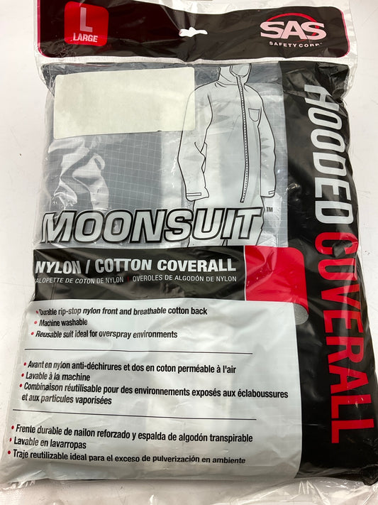 SAS Safety #6938 MOONSUIT Size L Hooded Coverall Nylon Paint Suit White, LARGE