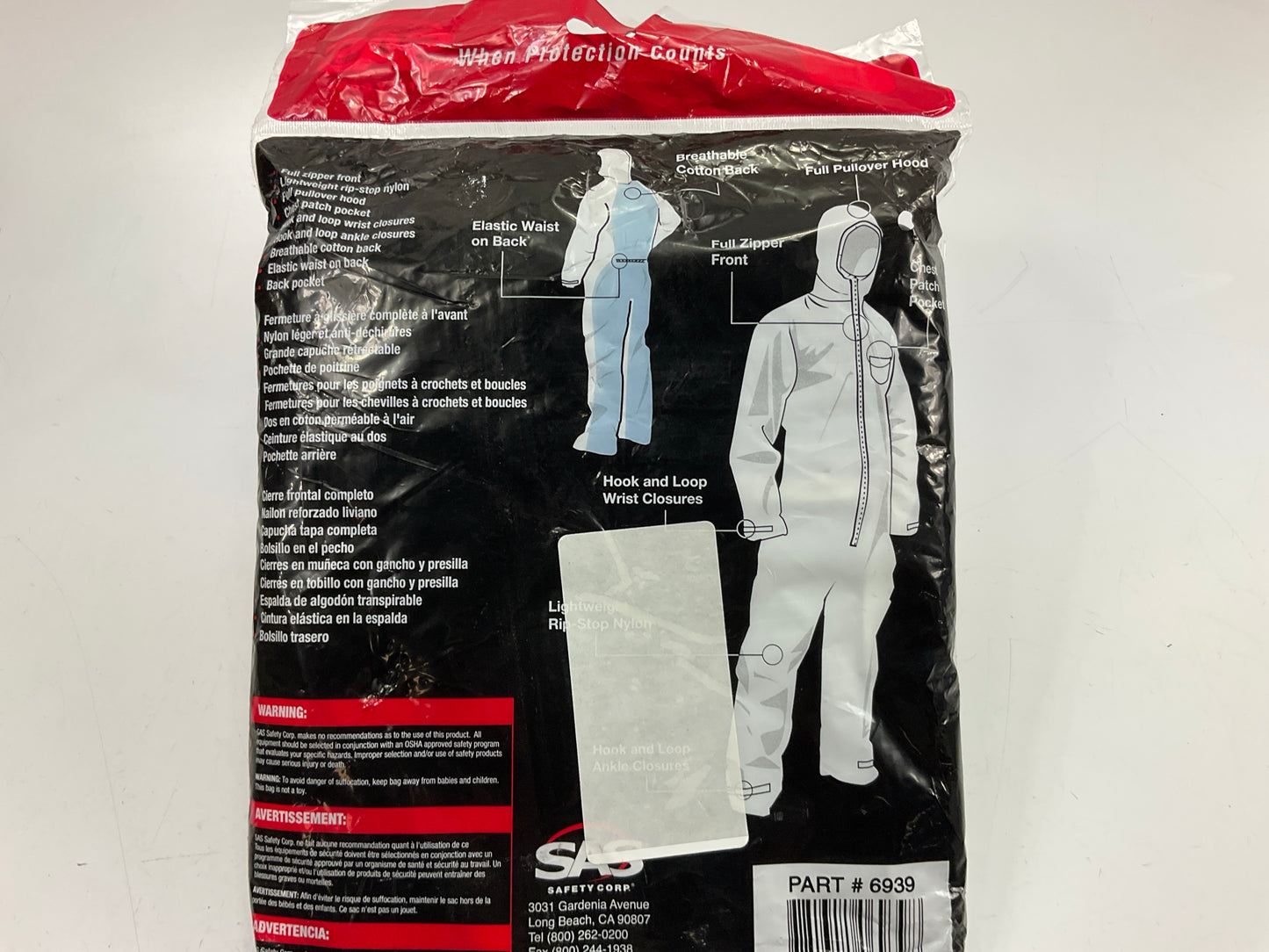 (5) SAS Safety 6939 XL Painting Moon Suit Nylon Cotton Coverall, Extra Large