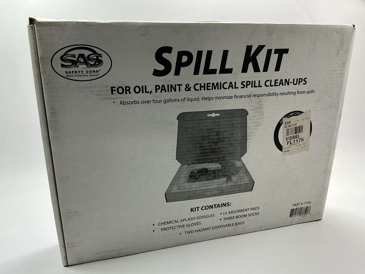 SAS 7750 Emergency Chemical Oil & Paint Spill Clean Up Kit