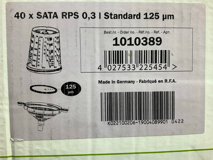 SATA 1010389 RPS Standard Lid Disposable Cups, 0.3 L, 125 Micron, Pack Of 40