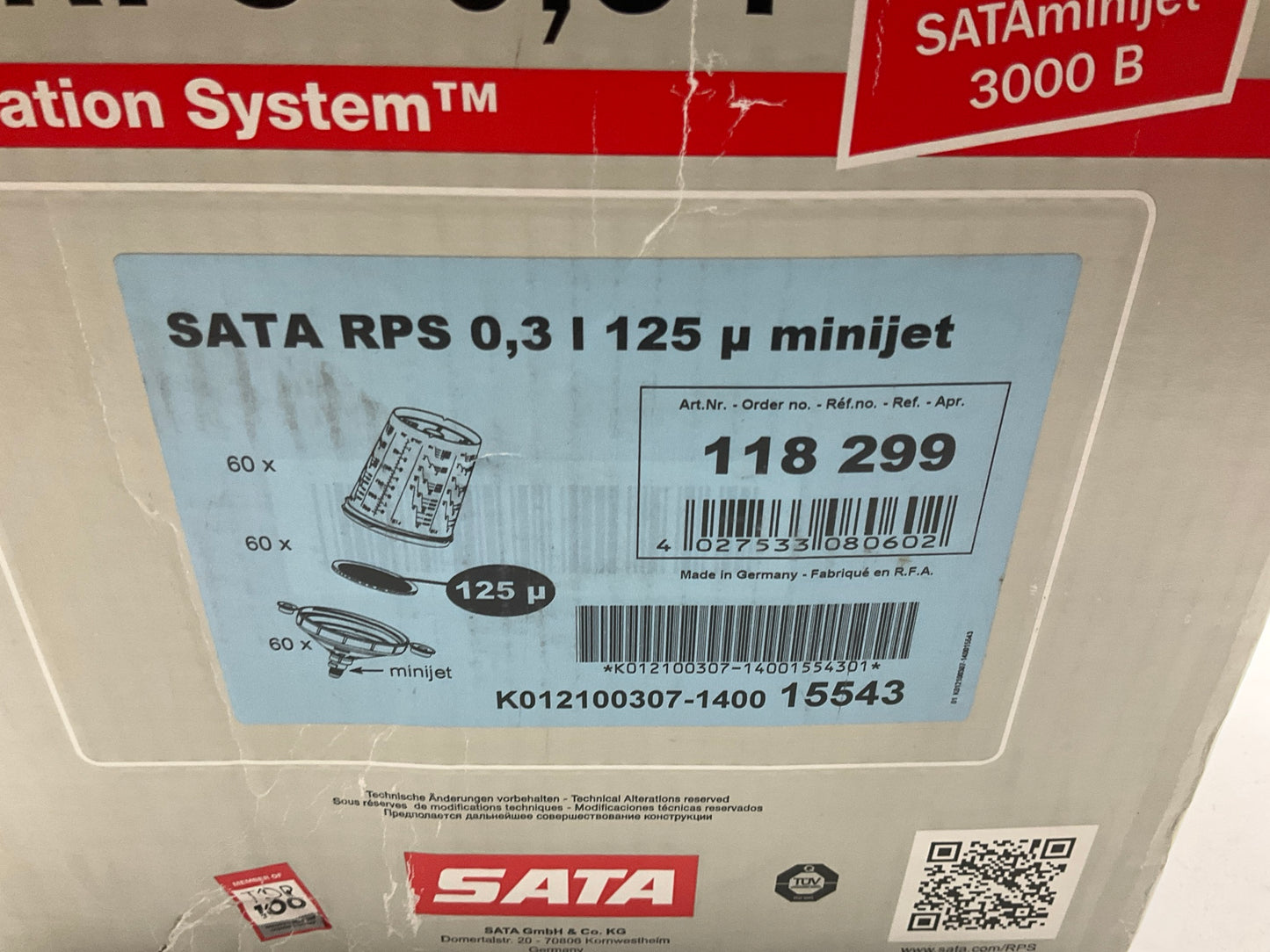 SATA 118299 RPS Cups 0.3l For Minijet, 125 Micron Filter, Pack Of 60