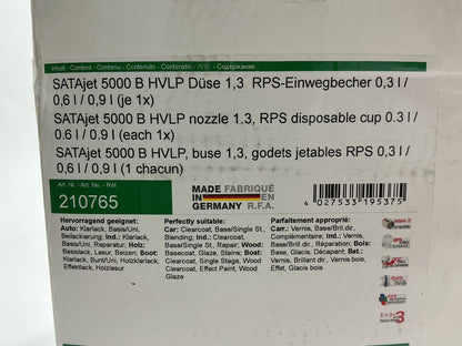 SATA 210765 Satajet 5000 B HLVP Spray Gun Kit With 1.3 Tip, RPS Cups