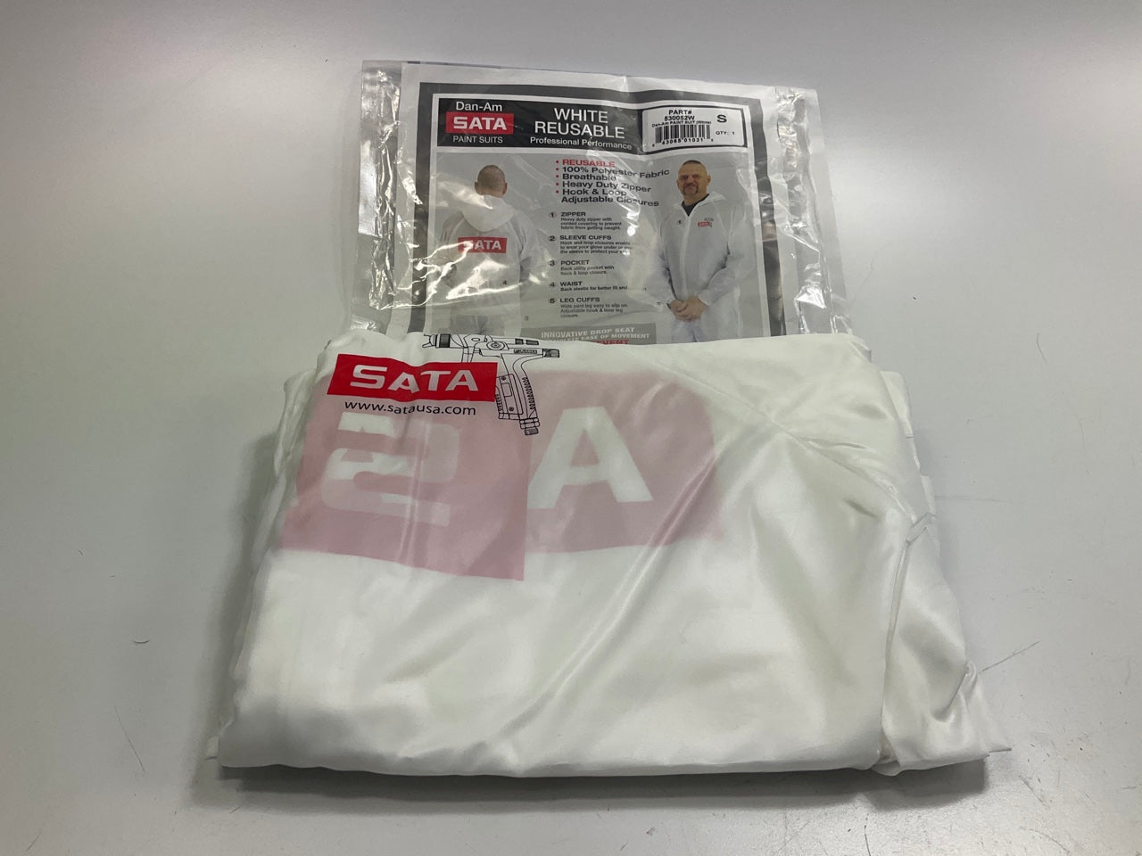 SATA Dan-Am 530052W Reusable Paint Suit, Small, White