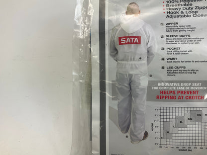 SATA Dan-Am 530056W Paint Suit, Large, White, Elastic Waist, Reusable