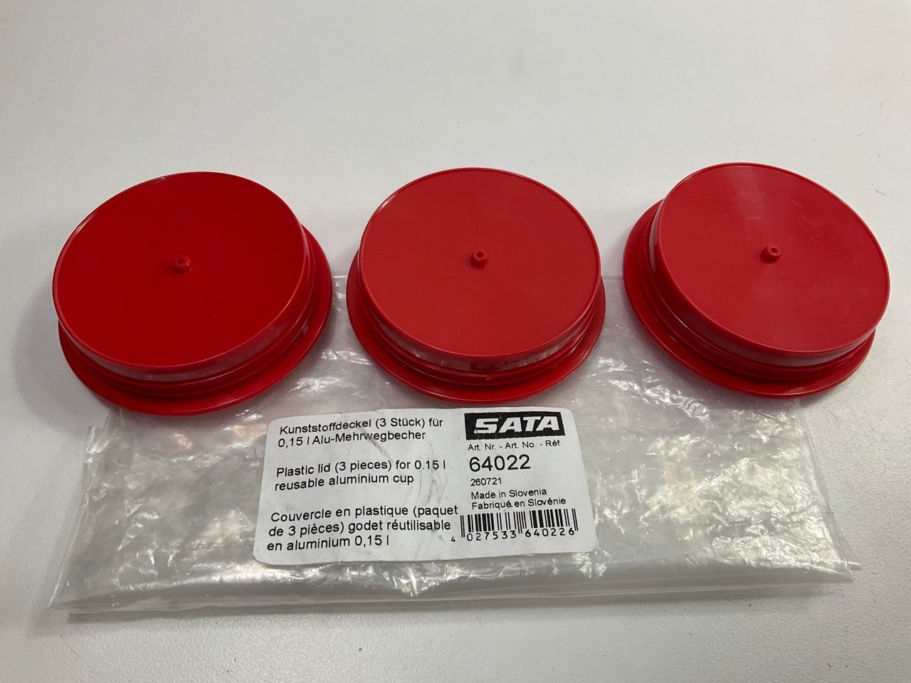 (3) Sata Jet  64022 Aluminum Cup Lid For .15L MiniJet Aluminum Cups