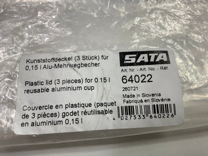 (3) Sata Jet  64022 Aluminum Cup Lid For .15L MiniJet Aluminum Cups