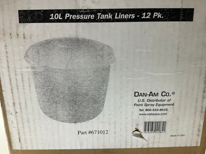 (12) Pack - SATA 671012 Disposable Liner, Use With 10 L Pressure Tank