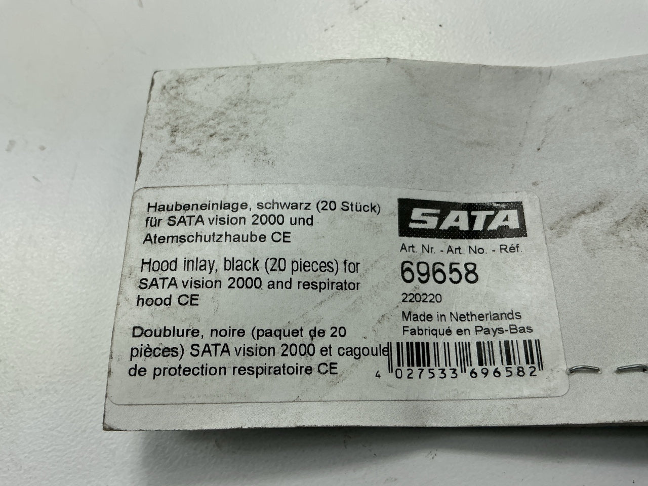 Sata 69658 Vision 2000 Hygienic Mask Inlay Hood Lining - Pack Of 20 Pcs