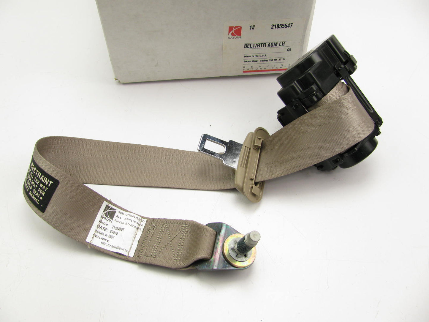 NEW - OEM Saturn 21055547 Rear Left Seat Belt - Beige 1997-1998 SC1 SC2