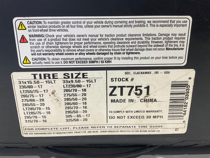 SCC ZT751 Super Z LT Light Truck And SUV Tire Snow Traction Chain - Set Of 2