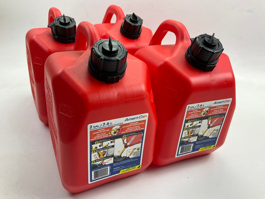 (4) Scepter 00002 Portable Gas Cans, 2 Gallon Capacity, Polyethylene, Red