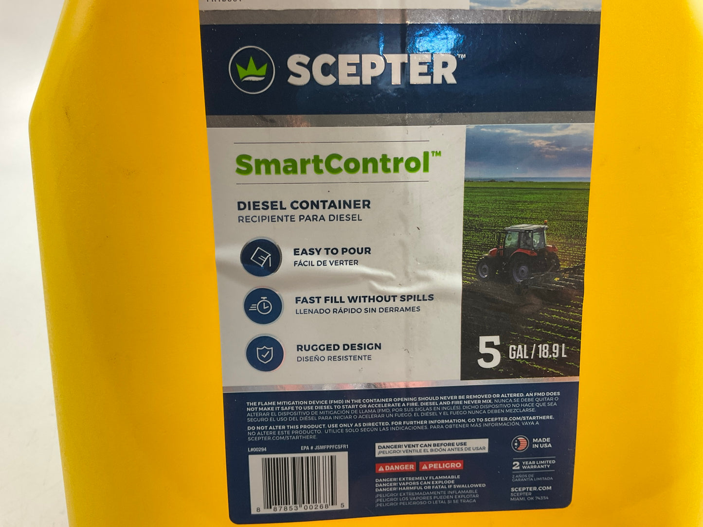 Scepter FR1D501 5 Gal SmartControl Diesel Can - 5 Gallon HDPE Plastic Canister