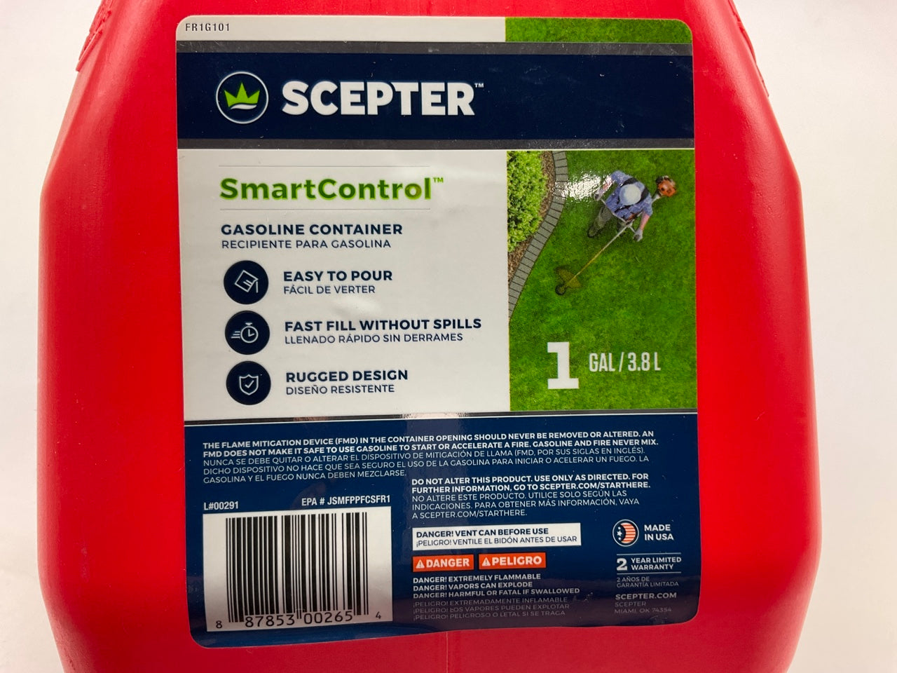 (2) Scepter FR1G101 1 Gallon Capacity SmartControl Gas Can