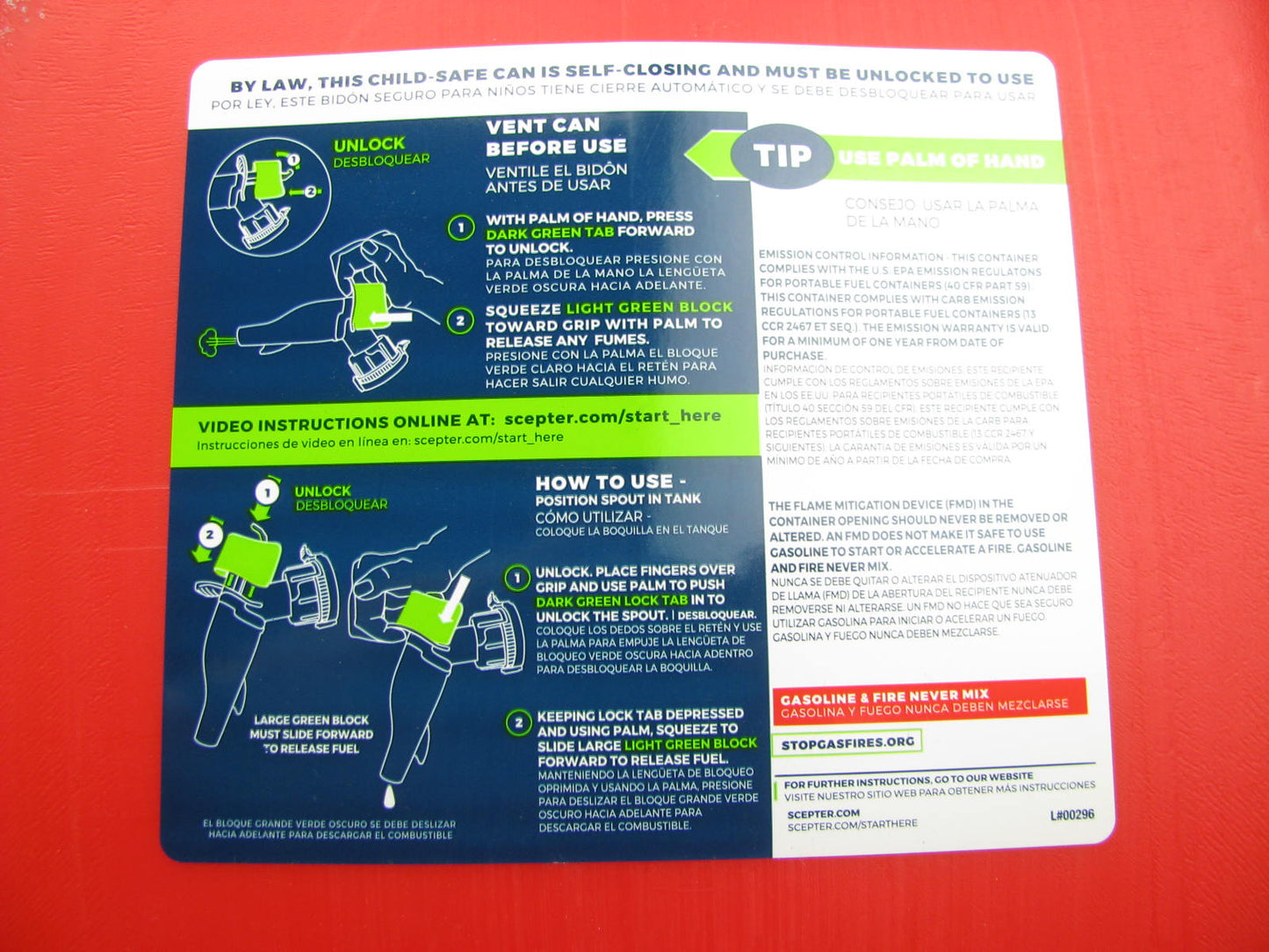 Scepter FR1G501 5 Gallon SmartControl Gas Can