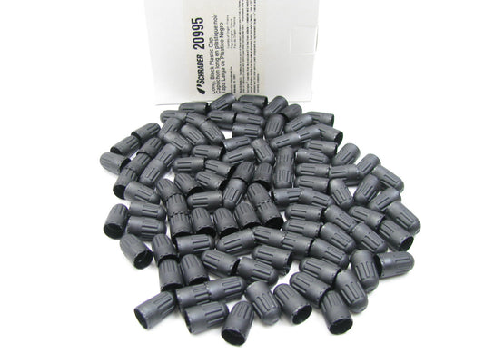 (100) Schrader 20995 TPMS Long Black Plastic Seal Valve Caps - Pack Of 100