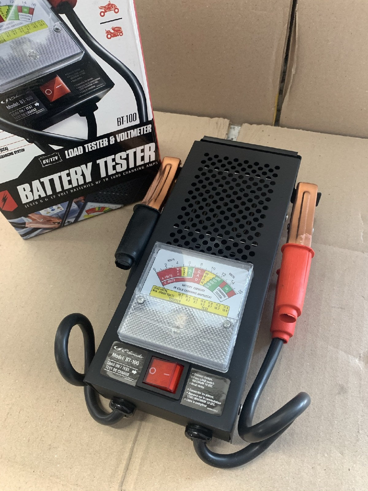 NEW - Battery Tester 100 Amp Schumacher BT100 Test Load 6 And 12 Volt Batteries