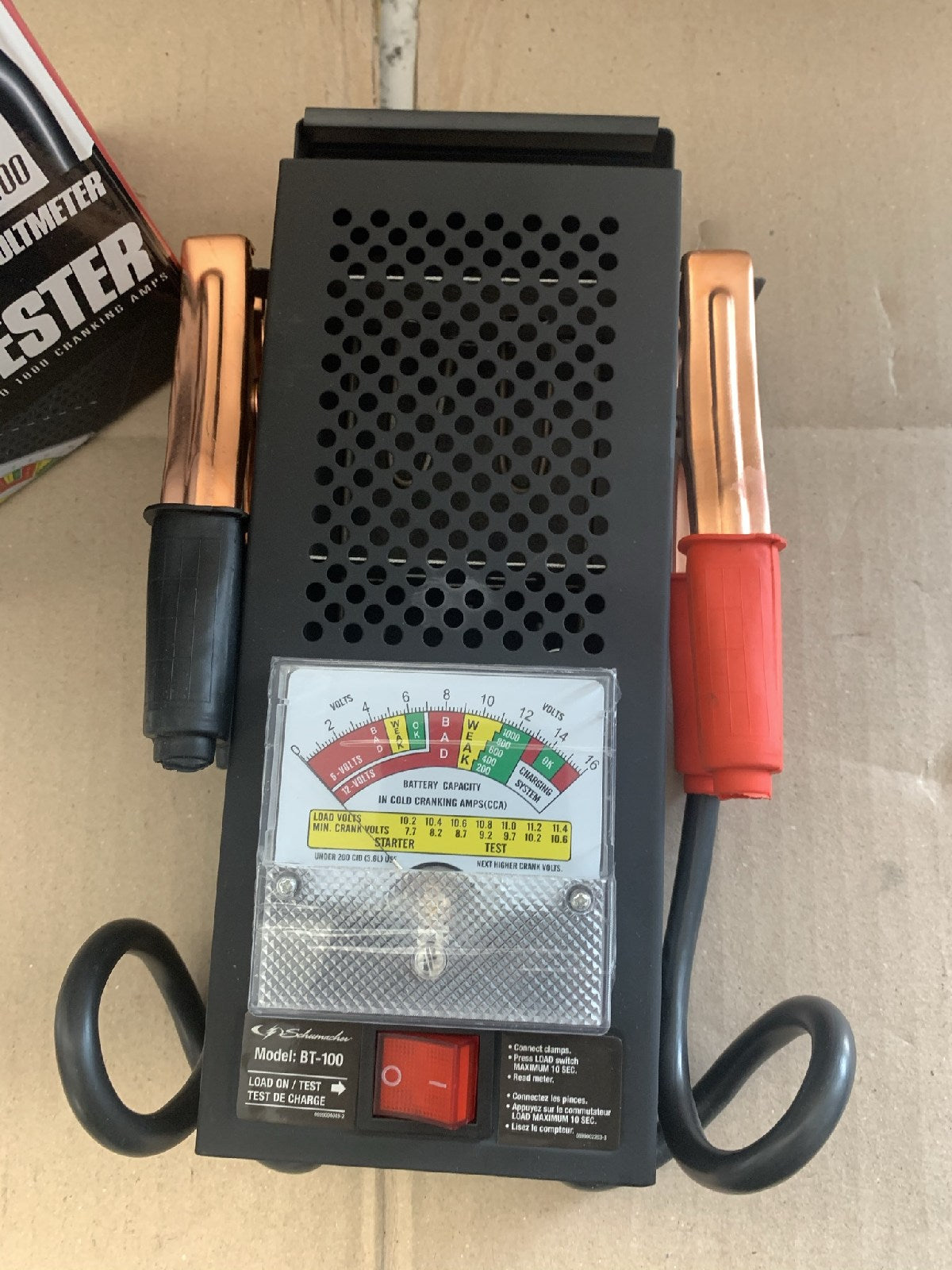 NEW - Battery Tester 100 Amp Schumacher BT100 Test Load 6 And 12 Volt Batteries