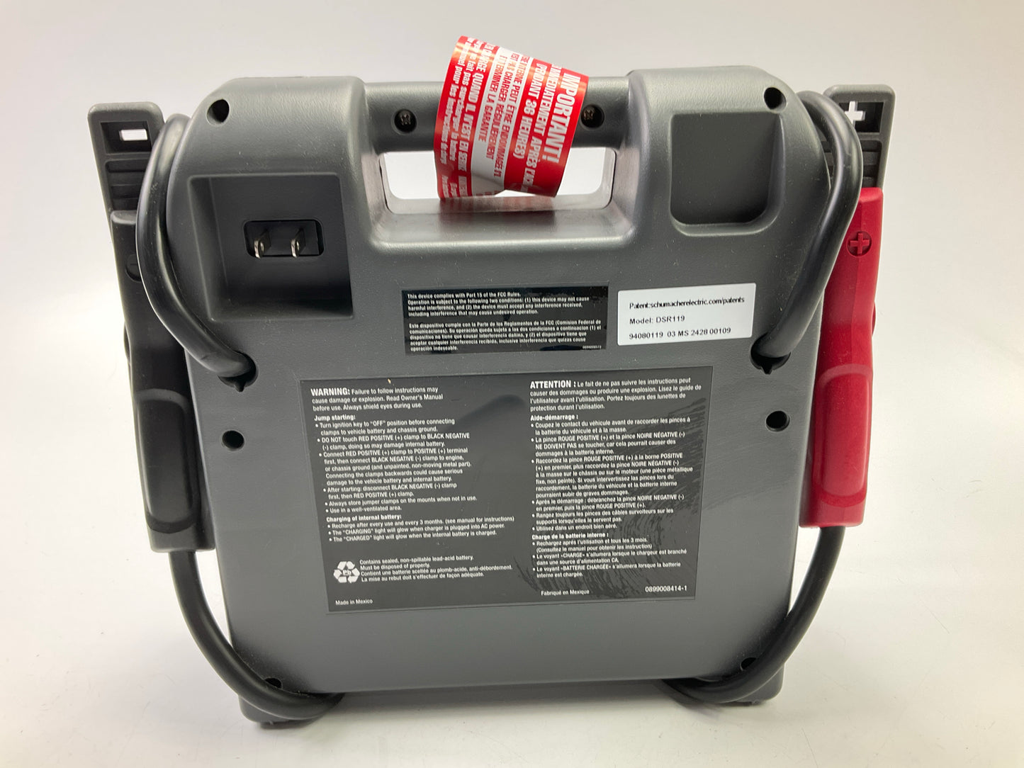 Schumacher DSR119 Jump Starter Battery Booster 280 CA / 225CCA, 1800A 12V