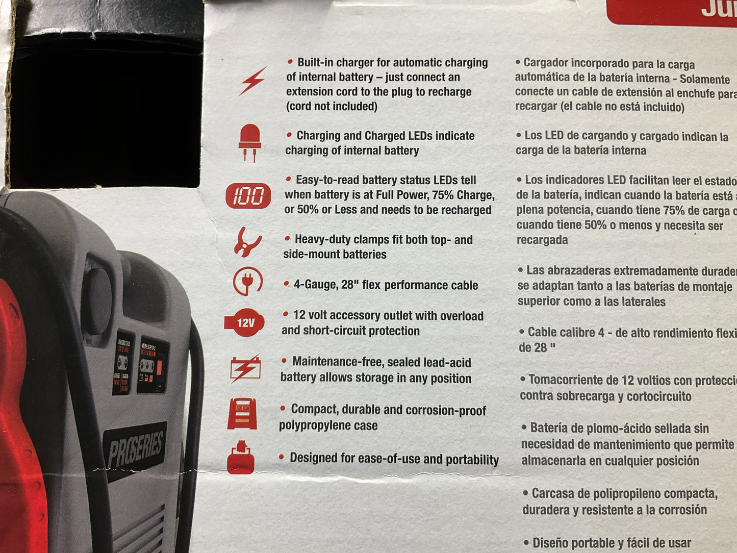 Schumacher DSR119 Jump Starter Battery Booster 280 CA / 225CCA, 1800A 12V