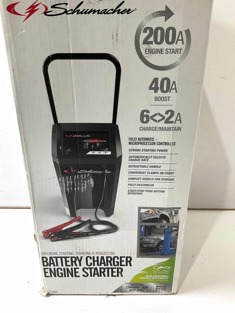 Schumacher SC1353 12 Volt 200/35/2 Amp Fully Automatic Battery Charger & Starter