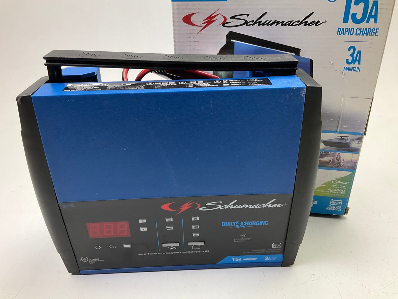 Schumacher SC1359 15A Battery Charger Fully Automatic 6V/12V, New