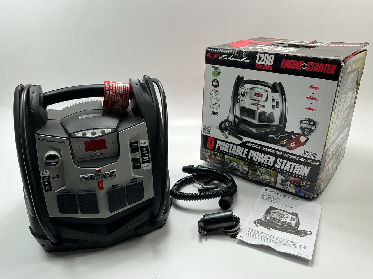 Schumacher XP2260 1200 Peak Amp 6-in-1 Portable Power Station W/ Tire Inflator
