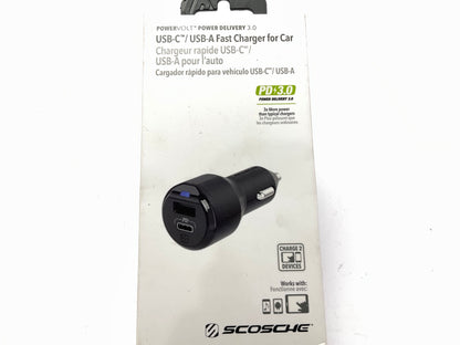 Scosche CPDA2C8-SP 12V Cigarette Lighter USB-C / USB-A Fast Charger For Cars 30W