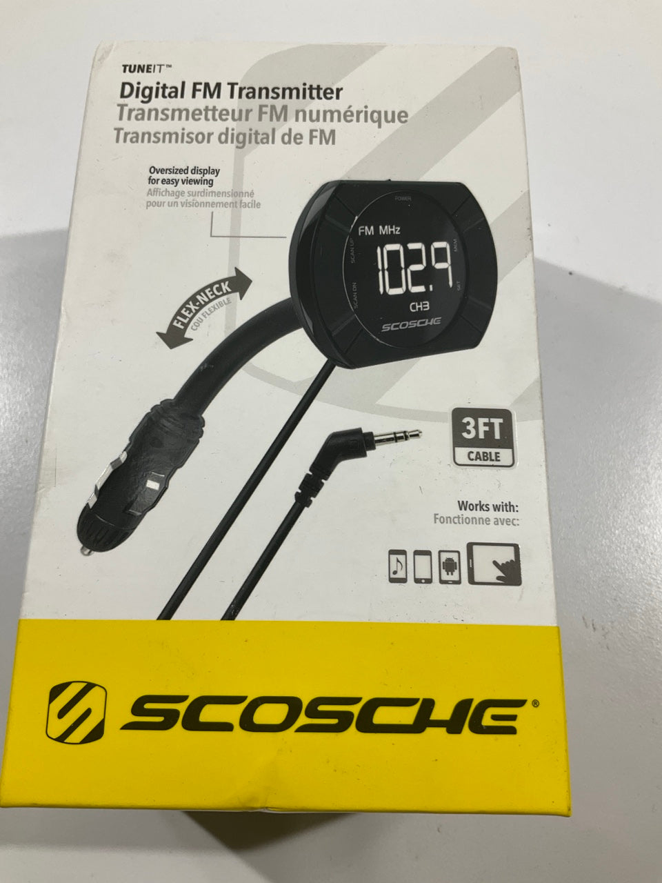 Scosche FMTD13 Digital FM Transmitter With Back Lit Display & Flex-Neck