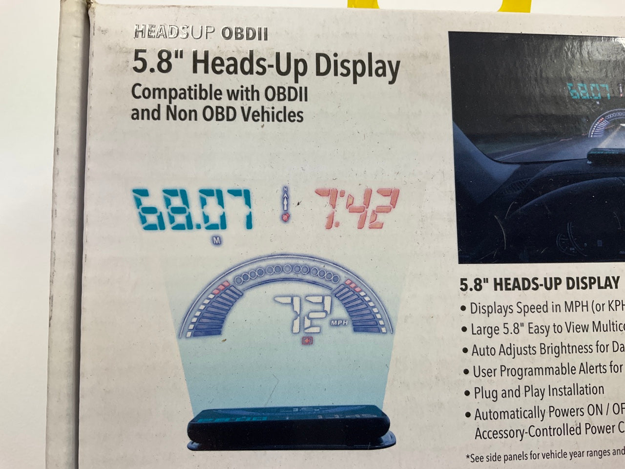 NEW Scosche HUD58OGC 5.8 Heads-up Multicolor LED Display OBDII & Non OBD