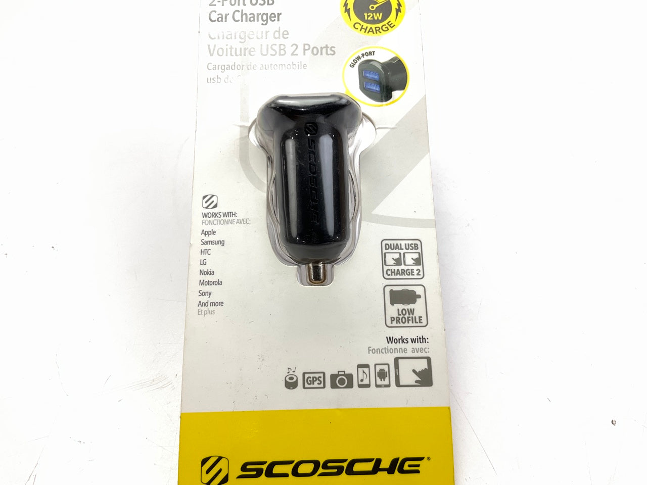 Scosche USBC242M 12 Watt USB 12V Dual USB Port Car Charger, 12W