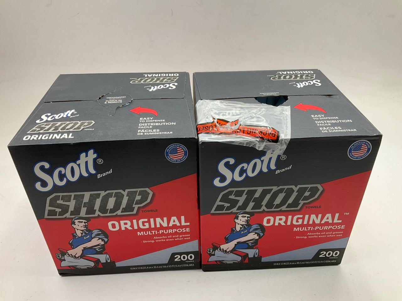 2 BOXES  Scott 75190 Shop Towels Original, Pop-Up Dispenser Box (200 Sheets/Box)