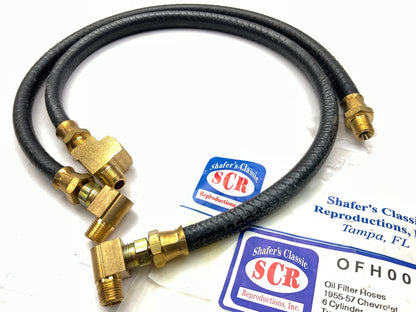 SCR OFH001 Oil Filter Hose Set -  1955-1964 Chevrolet Full Size, 6-cylinder