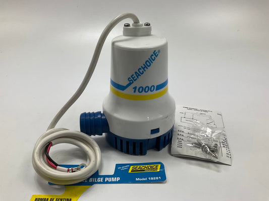 Seachoice 19281 Durable Bilge Pump, 1,000 GPH, 12V, 5.5 Amps, 7A Fuse