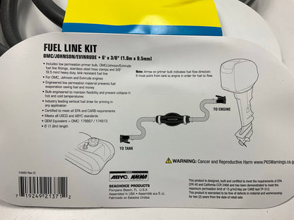 Seachoice 21371 Fuel Line W/ Primer Bulb For Johnson Evinrude Low Perm