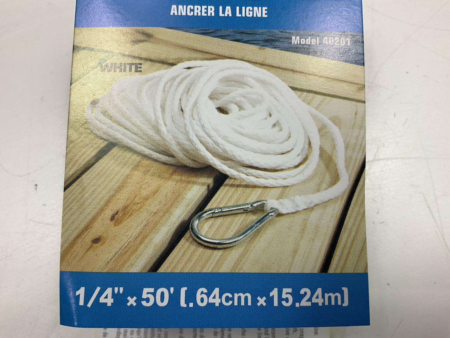 1/4 Inch X 50 Feet Hollow Braid Polypropylene Anchor Line With Hook For Boats