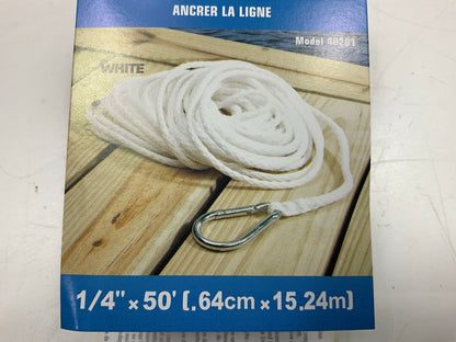 1/4 Inch X 50 Feet Hollow Braid Polypropylene Anchor Line With Hook For Boats