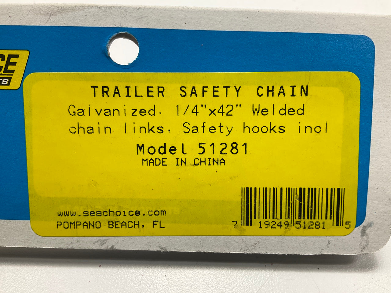 Seachoice 51281 Safety Chain Cables, Galvanized Trailer Chain; 1/4''x42'', PAIR