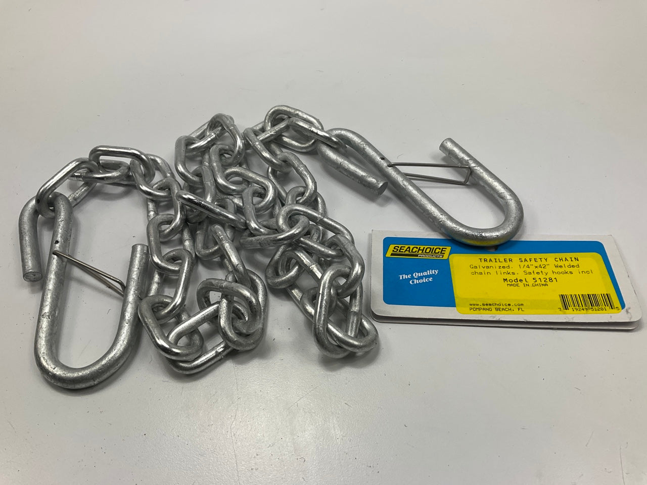Seachoice 51281 Safety Chain Cable, Galvanized Trailer Chain; 1/4''x42