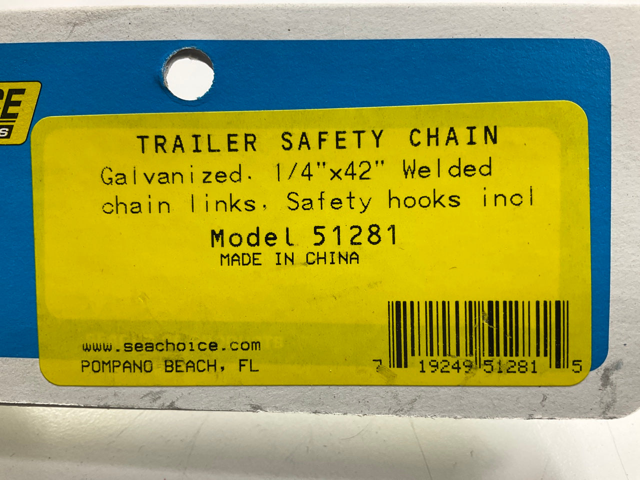Seachoice 51281 Safety Chain Cable, Galvanized Trailer Chain; 1/4''x42