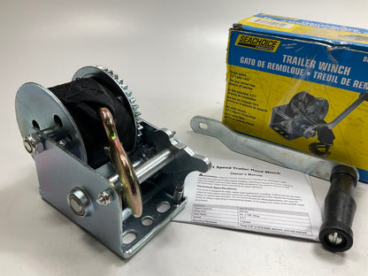 Seachoice 52131 800 Lb. Manual Trailer Winch, 1-Speed, 16-Ft. Strap W/snap Hook