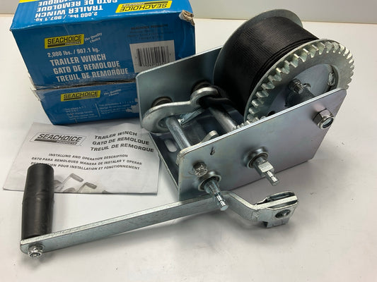 Seachoice 52251 2,000 Lb. Manual Trailer Winch, 2-Speed, 25-Ft Strap W/snap Hook