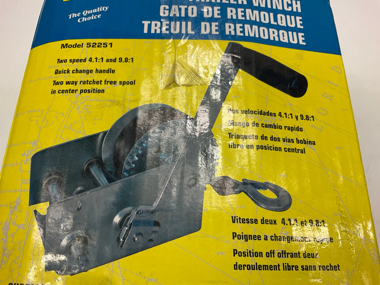 Seachoice 52251 2,000 Lb. Manual Trailer Winch, 2-Speed, 25-Ft Strap W/snap Hook