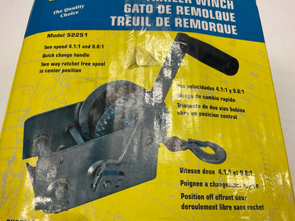 Seachoice 52251 2,000 Lb. Manual Trailer Winch, 2-Speed, 25-Ft Strap W/snap Hook