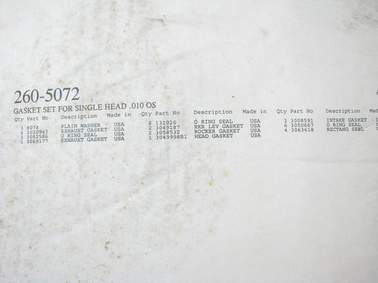 Single Head Set, For Cummins BC IV NT88, 7-bolt Engs. 010 OVERSIZE-  260-5072