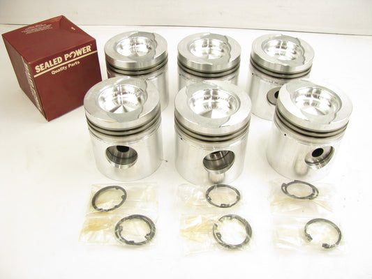 (6) Sealed 2640PN Engine Piston Standard For John Deere 466 7.6L-L6 Turbo Diesel