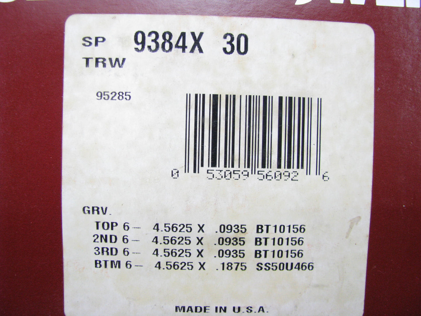 Sealed Power 9384X-30 Piston Rings .030'' For GMC Truck 351 351C 351E 351M-V6